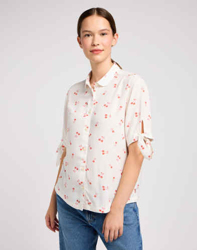 CAMP TIE SLEEVE BUTTON UP CHERRY GROVE PRINT