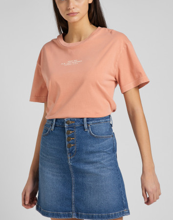 detail CREW NECK TEE BRIGHT CORAL